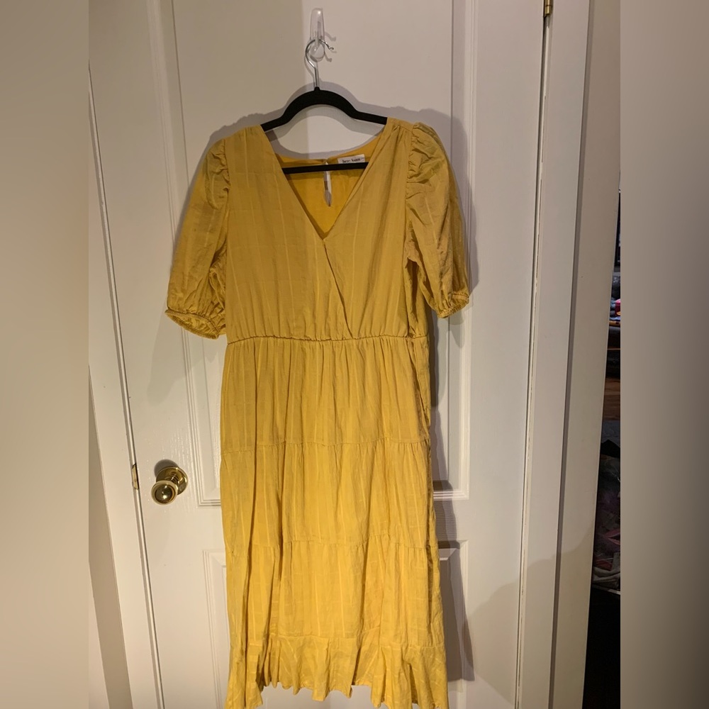 Heartloom Yellow Puffy Sleeve Maxi Dress